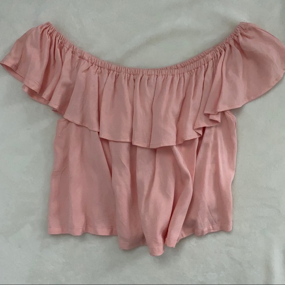 Pink Ruffled Off the Shoulder Top - Picture 4 of 5